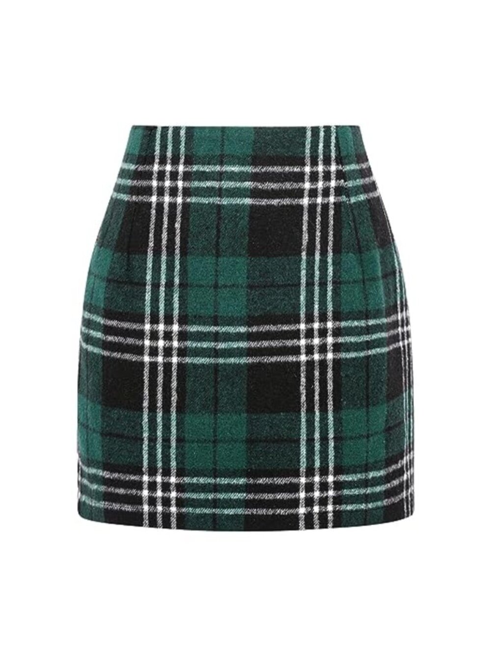 Womens Wool Plaid High Waisted Bodycon Pencil Mini Skirt